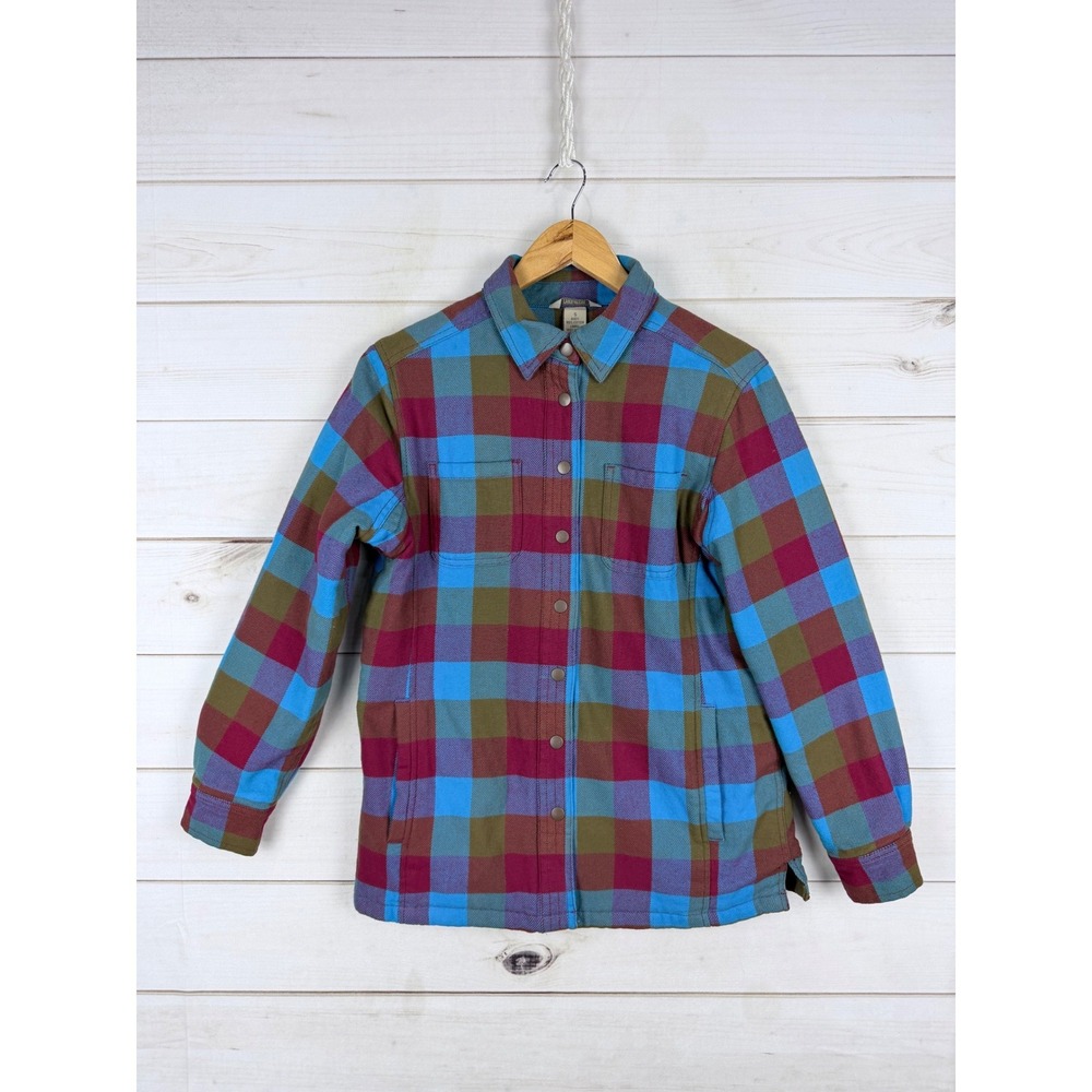 Duluth Trading Shacket Women Small Flapjack Flannel Shirt Snaps Quilt Lined